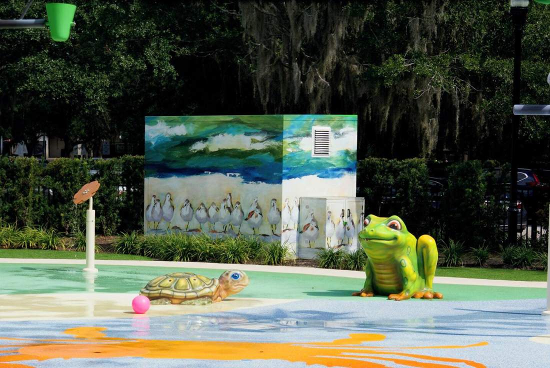 Oscar Frazier Park splash pad near the house